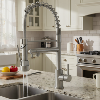 Sunvega Single Handle Pull Down Sprayer Kitchen Faucet with Spring Neck Matte Black