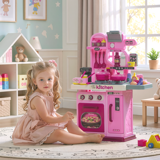 Sunvega Kids Kitchen Playset with Lights Sounds and 33 Accessories for Toddlers