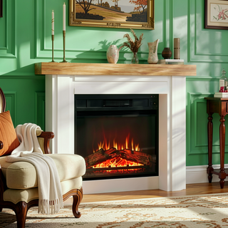 Sunvega Freestanding Fireplace Mantel with Baroque Design and Storage Columns