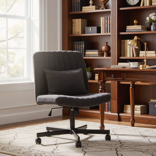 Sunvega Adjustable Ergonomic Armless Office Chair with Plush Linen Upholstery