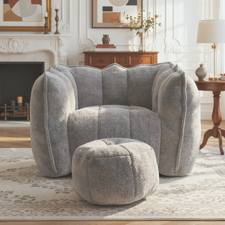 Sunvega Soft Chenille Bean Bag Chair with High Resilient Foam for Living Room