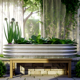 Sunvega 6x3x1ft Galvanized Metal Raised Garden Bed Kit for Outdoor Vegetables Flowers Herbs