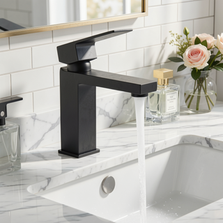 Sunvega Single Hole Bathroom Faucet with Ceramic Cartridge in Brushed Gold