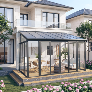 Sunvega All Season Sunroom with Aluminum Frame Polycarbonate Roof and Transparent PC Walls