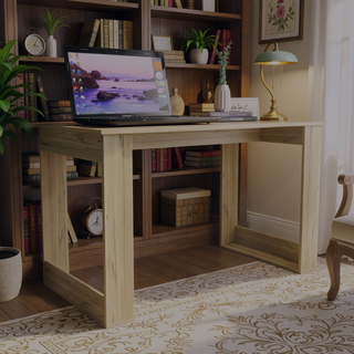 Sunvega Lacey Rectangle Computer Desk in Smokey Oak Finish with One Shelf