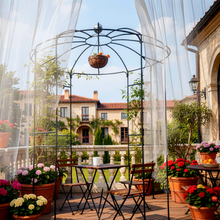 Sunvega Black Birdcage Shape Metal Garden Arch Arbor Gazebo for Wedding Ceremony