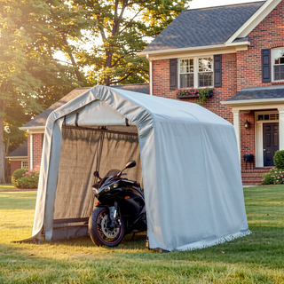 Sunvega Heavy Duty Galvanized Steel Carport Canopy with Anti-UV PE Cover and Double Zipper Doors for Outdoor Storage