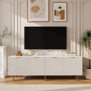 Sunvega Wall Mounted Floating 80 Inch TV Stand with LED Lights and Charging Station