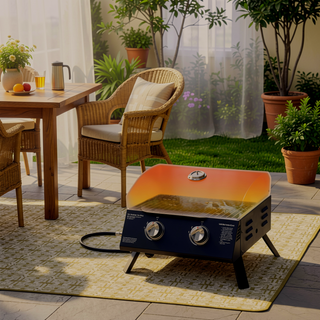 Sunvega 2 Burner Portable Gas BBQ Grill with Lid Thermometer and Foldable Legs