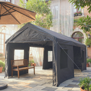 Sunvega 10x20ft Heavy Duty Waterproof Carport Canopy with Removable Doors and Windows