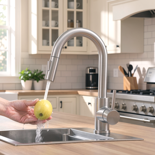 Sunvega Brushed Nickel Pull Out Kitchen Sink Faucet with Single Handle