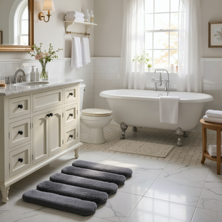 Sunvega Soft Fade Resistant Non Skid Bath Rug with High Low Stripe Design