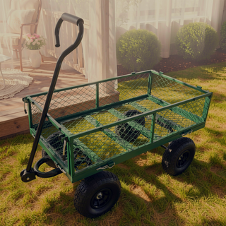 Sunvega Garden Cart with Inflatable Tires and Spacious Bed for Yard Work