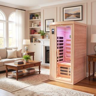 Sunvega Low EMF Outdoor Sauna for One Person with Tempered Glass Door