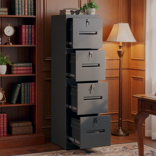 Sunvega 5 Drawer Metal Vertical File Cabinet with Lock on Wheels for Home Office