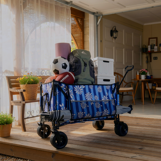 Sunvega Heavy-Duty 480lbs Folding Wagon Cart with Picnic Mat and All-Terrain Wheels