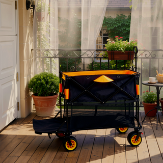 Sunvega Extra Long Folding Wagon Cart with Large Capacity and All-Terrain Wheels