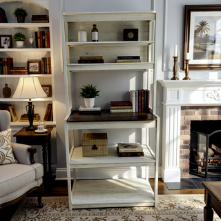 Sunvega 23.62" White and Rustic Brown 5-Tier Bakers Rack with Spacious Storage for Kitchen