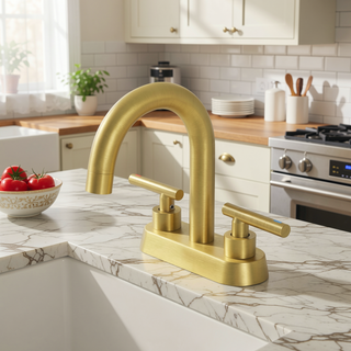Sunvega 4 Inch Dual Handle Vanity Faucet with Leak-Free Brass and Bubble Flow Design