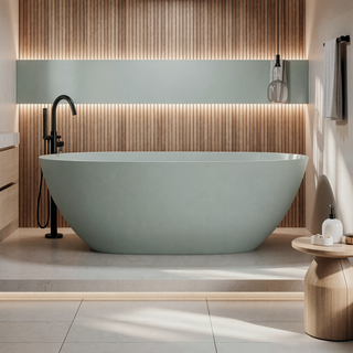 Sunvega Freestanding Soaking Bathtub with Overflow Drain Made of Stone Resin