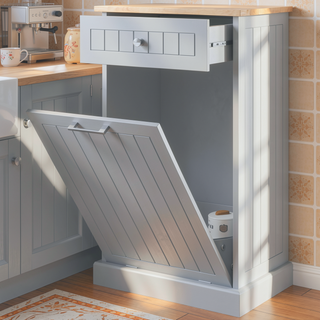 Sunvega Multifunctional Tilt Out Trash Bin Cabinet With Drawer For Kitchen And Laundry