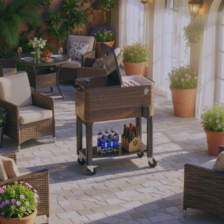 Sunvega Rolling Patio Cooler with Locking Wheels and 60 Quart Capacity