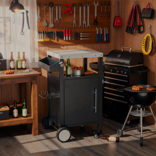 Sunvega Two Doors Outdoor Grill Cart with Storage and Lockable Wheels for Patio