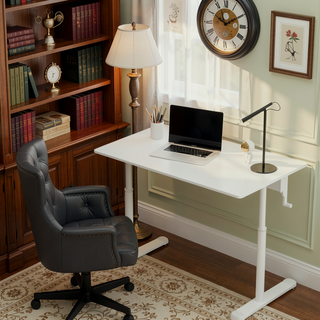 Sunvega Height Adjustable Hand Crank Sit Stand Home Office Desk for Study Room