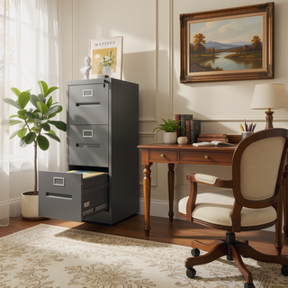 Sunvega 5 Drawer Metal Vertical File Cabinet with Lock on Wheels for Home Office