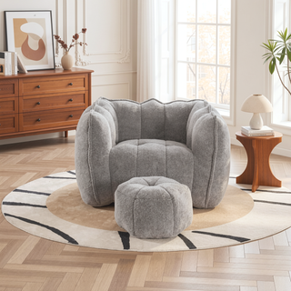 Sunvega Soft Chenille Bean Bag Chair with High Resilient Foam for Living Room