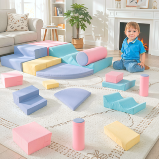Sunvega Soft Climb and Crawl Foam Playset 6 in 1 with Stairs and Mats