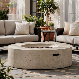 Sunvega Modern Lightweight Concrete 50,000 BTU Round Propane Fire Pit