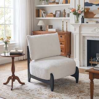 Sunvega Modern Solid Wood Leisure Chair with Soft Seat and Backrest for Living Room or Bedroom