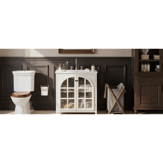 Sunvega Modern 30 Inch Bathroom Vanity with Ceramic Sink and Tempered Glass