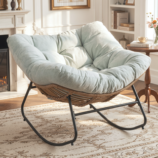 Sunvega Wicker Papasan Lounge Rocking Chair for Indoor and Outdoor Relaxation