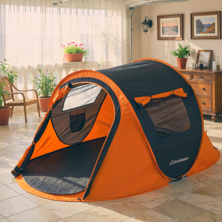 Sunvega 2 Person Pop Up Camping Tent with Orange and Black Color