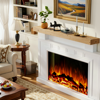 Sunvega Handcrafted Pine Wood Fireplace Mantel Shelf with Distinctive Wood Grain