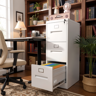 Sunvega 5 Drawer Metal Vertical File Cabinet with Lock on Wheels for Home Office