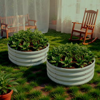 Sunvega 47.24 Inch Round Metal Raised Garden Bed for Vegetables Flowers and Herbs