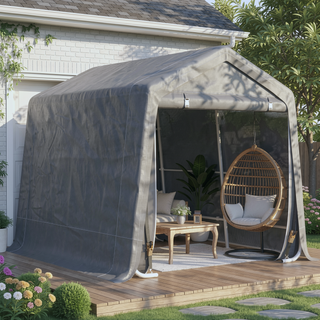 Sunvega Heavy Duty Galvanized Steel Carport Canopy with Anti-UV PE Cover and Double Zipper Doors