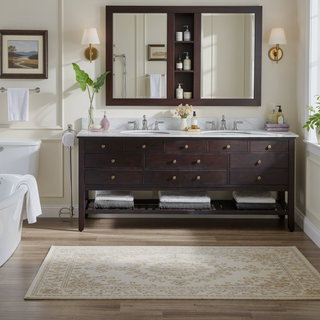 Sunvega Soft Fade Resistant Non Skid Bath Rug with High Low Stripe Design