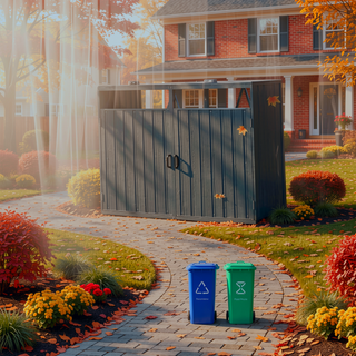 Sunvega Metal Garbage Bin Shed with Galvanized Steel for Outdoor Garden Storage