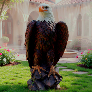 Sunvega Hand-Painted Bald Eagle Garden Statue with 24.4-inch Tall Resin Construction