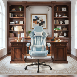 Sunvega Ergonomic Gaming Chair with Massage Lumbar Backrest and Retractable Footrest