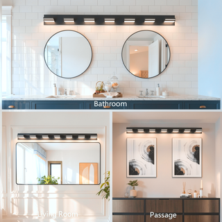 Sunvega Modern Chrome LED Vanity Light with 6 Geometric Lamp Heads for Bathroom Mirror