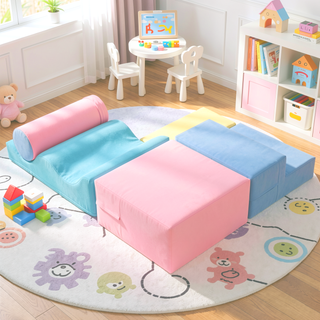 Sunvega Soft Climb and Crawl Foam Playset 6 in 1 with Stairs and Mats