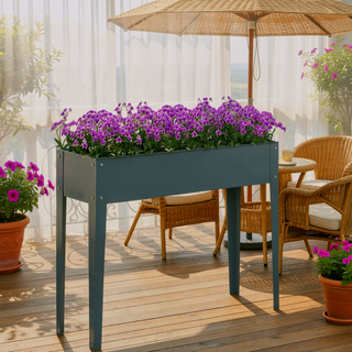 Sunvega Elevated Metal Raised Garden Bed Planter Box with Legs and Drain Holes