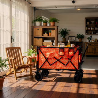 Sunvega Heavy-Duty 480lbs Folding Wagon Cart with Picnic Mat and All-Terrain Wheels