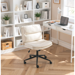 Sunvega Adjustable Swivel Criss-Cross Chair with Cushioned Wide Seat for Office
