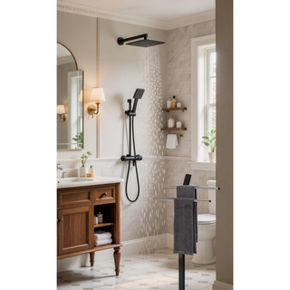 Sunvega Luxury Rain Mixer Combo Set with Rainfall Shower Head and Handheld Sprayer